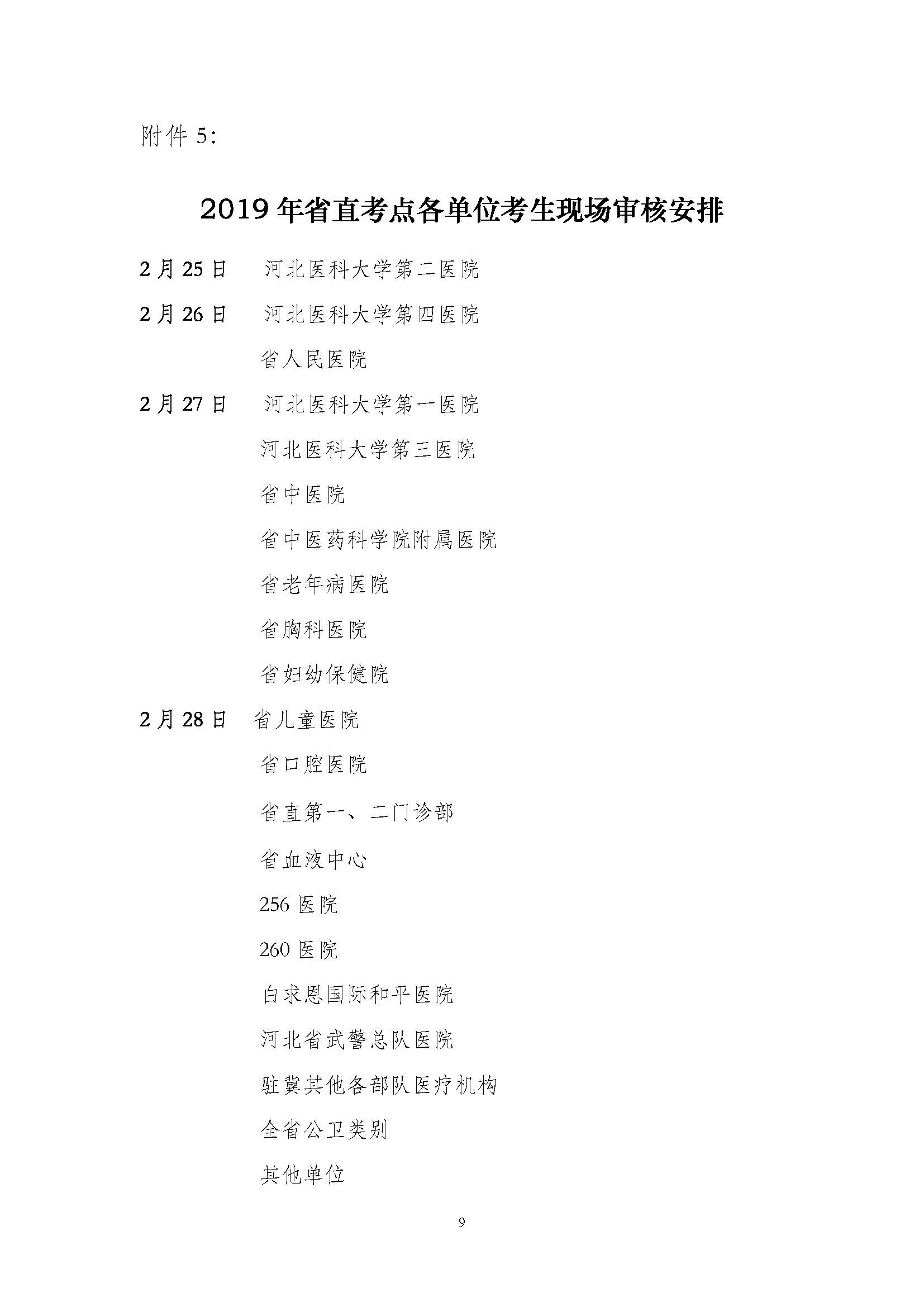 关于做好2019年医师资格考试河北省直考点报名现场审核的通知